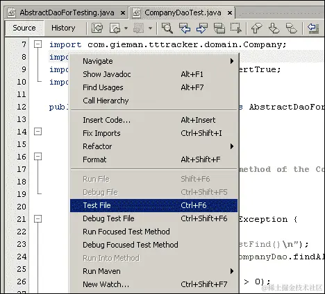 运行 CompanyDaoTest.java 文件