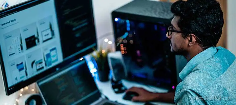 A person working at a computer.