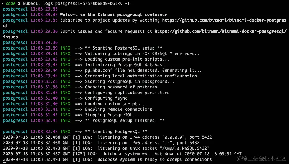 图 6.4 - 查看 postgresql 日志