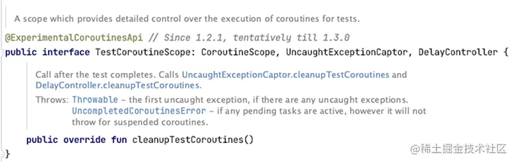 The test-coroutine-scope entry in the kotlinx-coroutines-test documentation
