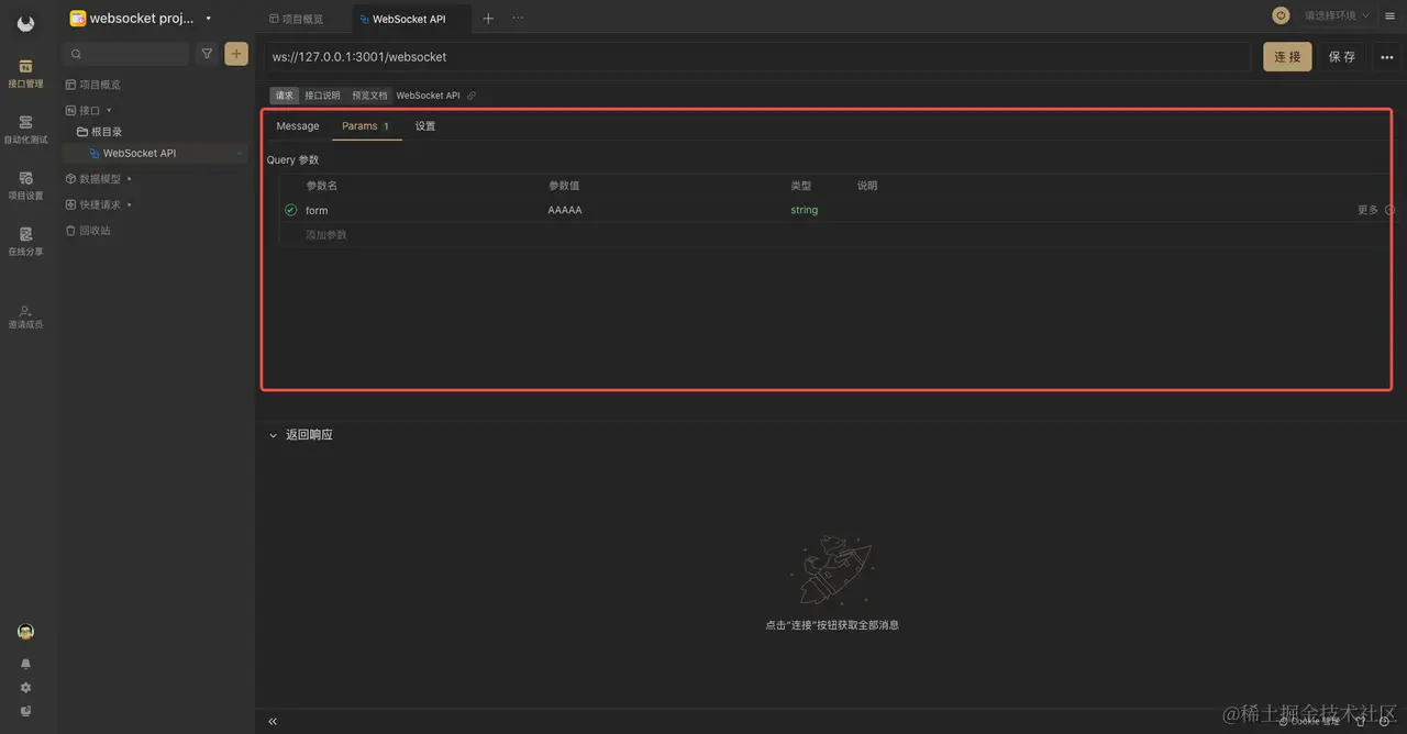 postman 测试 Websocket 接口