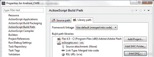 将.SWC 包包含到 Flash Builder 项目的操作指南