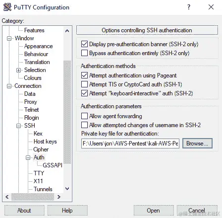 图 1.22 - PuTTY 密钥配置