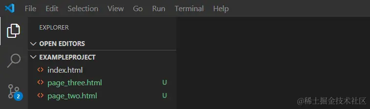 vs code git two new files
