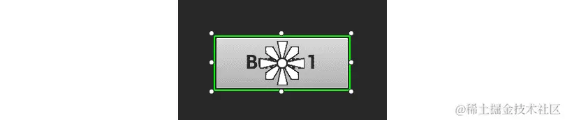 图 8.14：按钮元素相对于其选定的中心位置居中居中的锚点