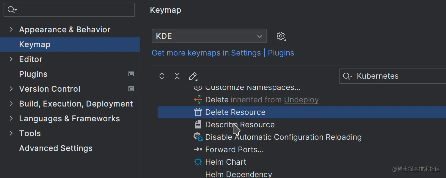 为 Services（服务）视图中的操作指定自定义快捷键