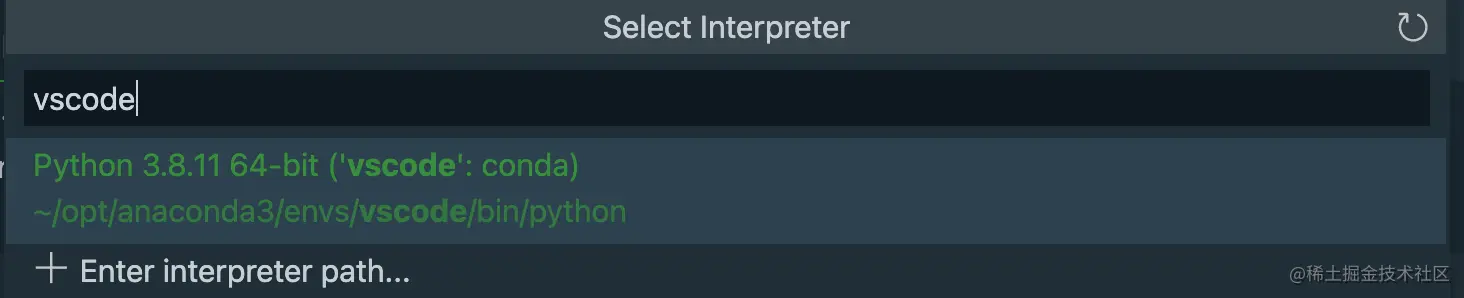 VS Code 选择解释器