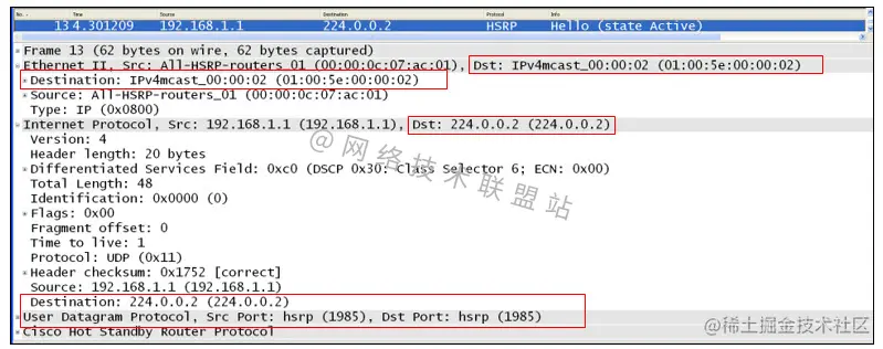 HSRP 版本 1 抓包分析