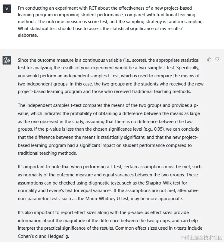 图 8.10 – ChatGPT 为给定研究建议统计测试