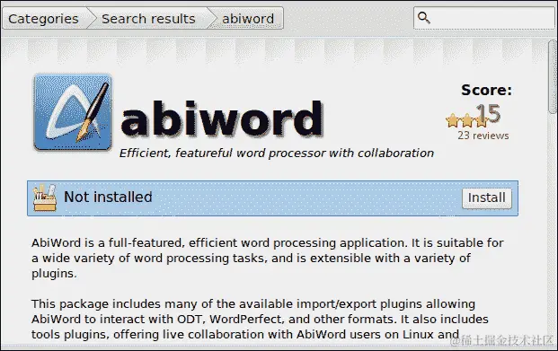 行动时间 – 安装 AbiWord 文字处理器