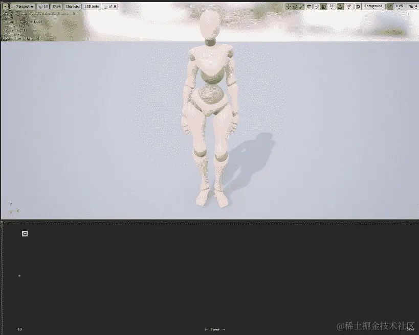 图 11.12：将 Idle 动画添加到 1D 混合空间，玩家角色开始动画