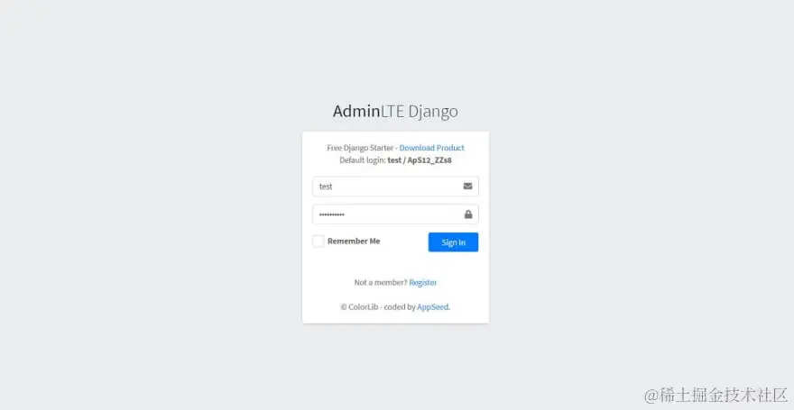 AdminLTE - Open-source Django Dashboard Login Page. 