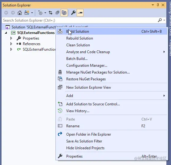Building the class library used to defined SQL Server CLR functions