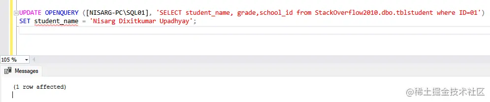 Update record in tblStudent table