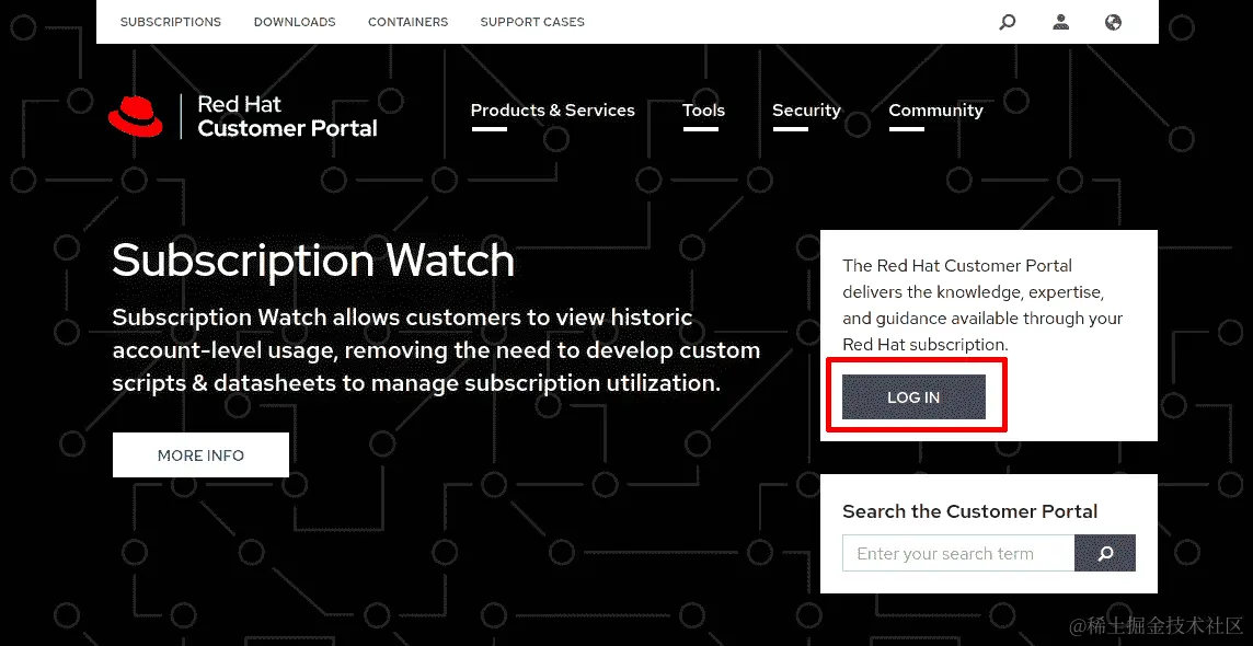 图 7.1–登录到 Red Hat 客户门户