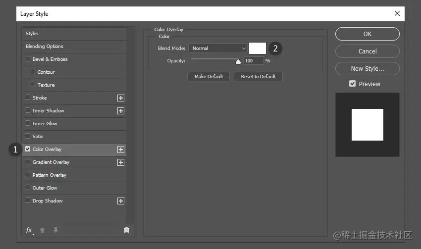 选择颜色叠加并选择白色