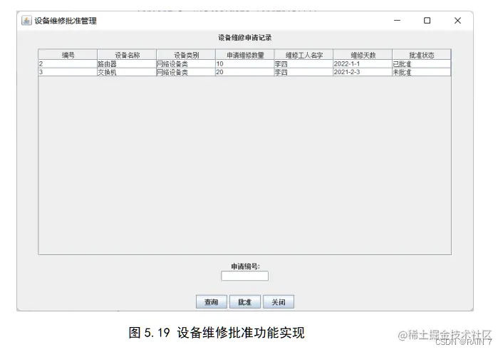 图5.19 设备维修批准功能实现