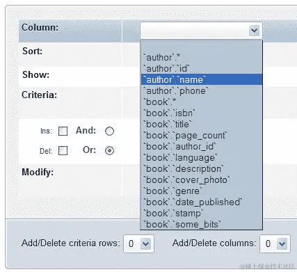 列选择器：单列或所有列