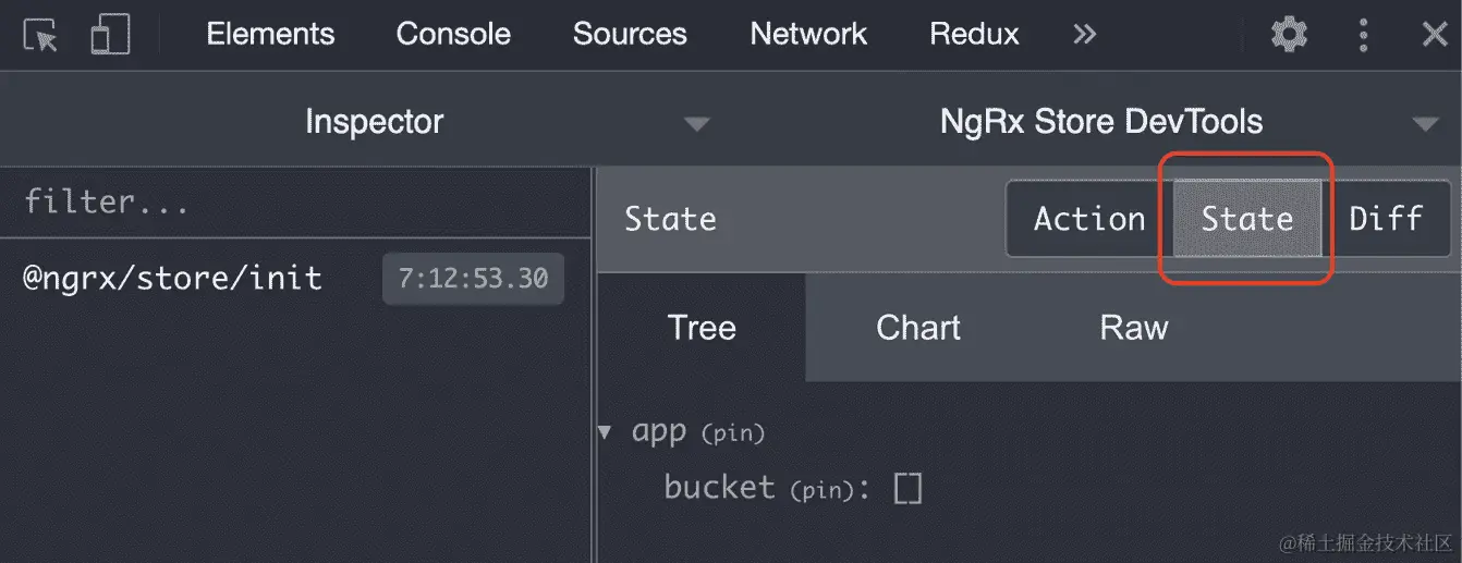 图 6.6 - 在 Redux DevTools 扩展中查看当前状态