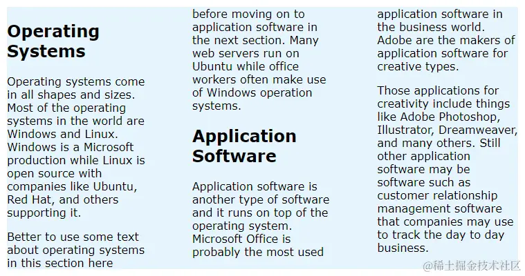 css column gap example