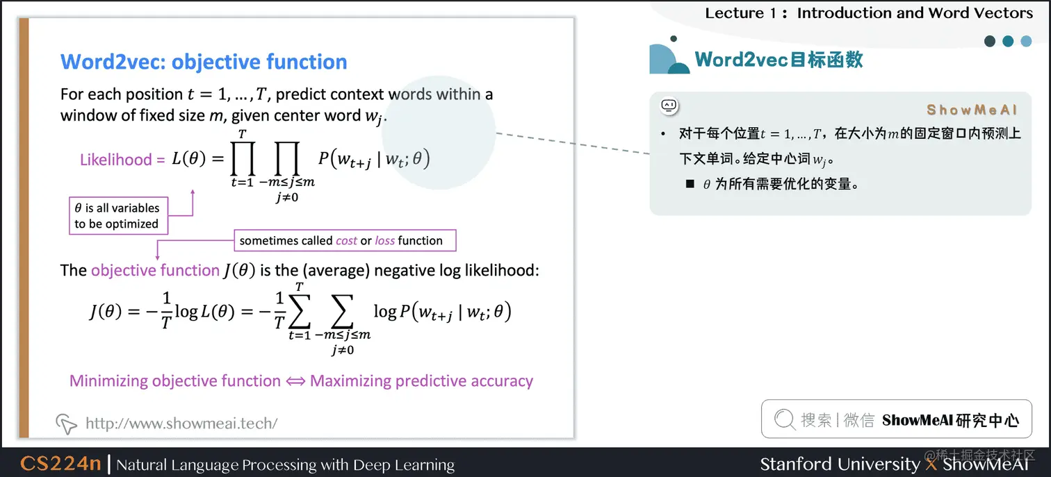 Word2vec目标函数