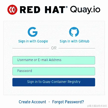 图 8.2 - 红帽 Quay 登录页面