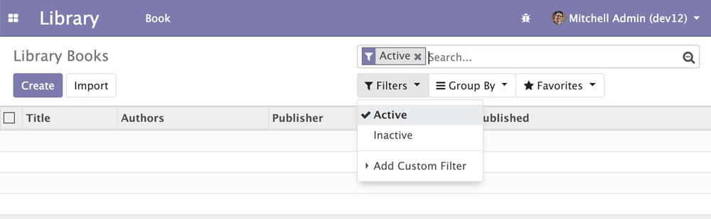 Odoo 12图书应用列表视图