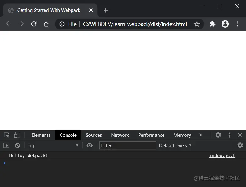 Webpack Console Message Displayed