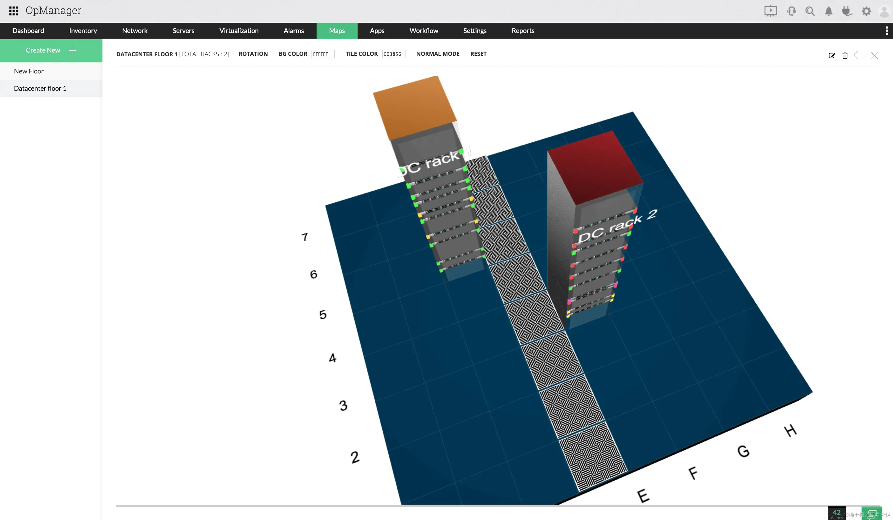 数据中心3d监控模型 - ManageEngine OpManager