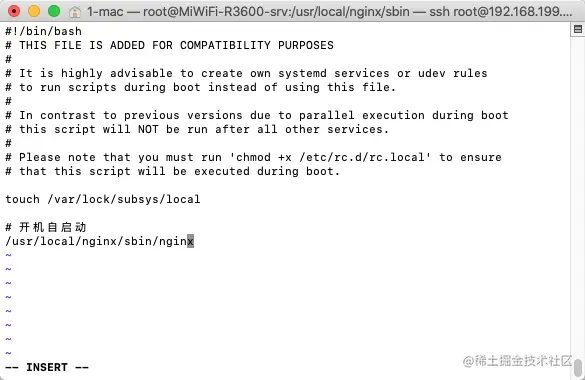 在rc.local文件中设置nginx的启动路径