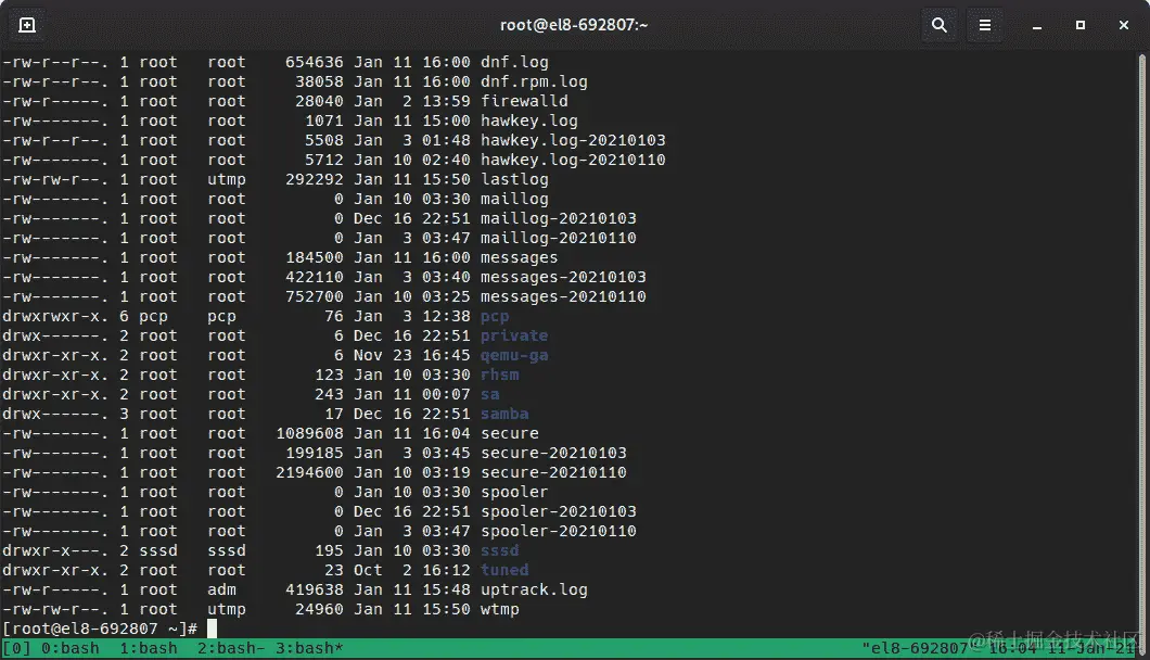 图 4.15 - 日志和旋转日志的示例清单（使用日期扩展）