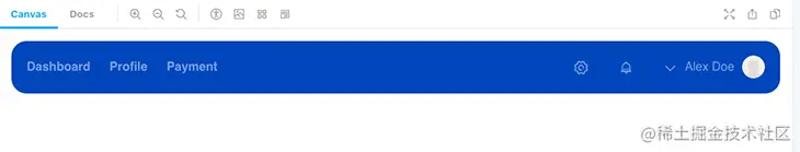 The top navigation component of our demo app