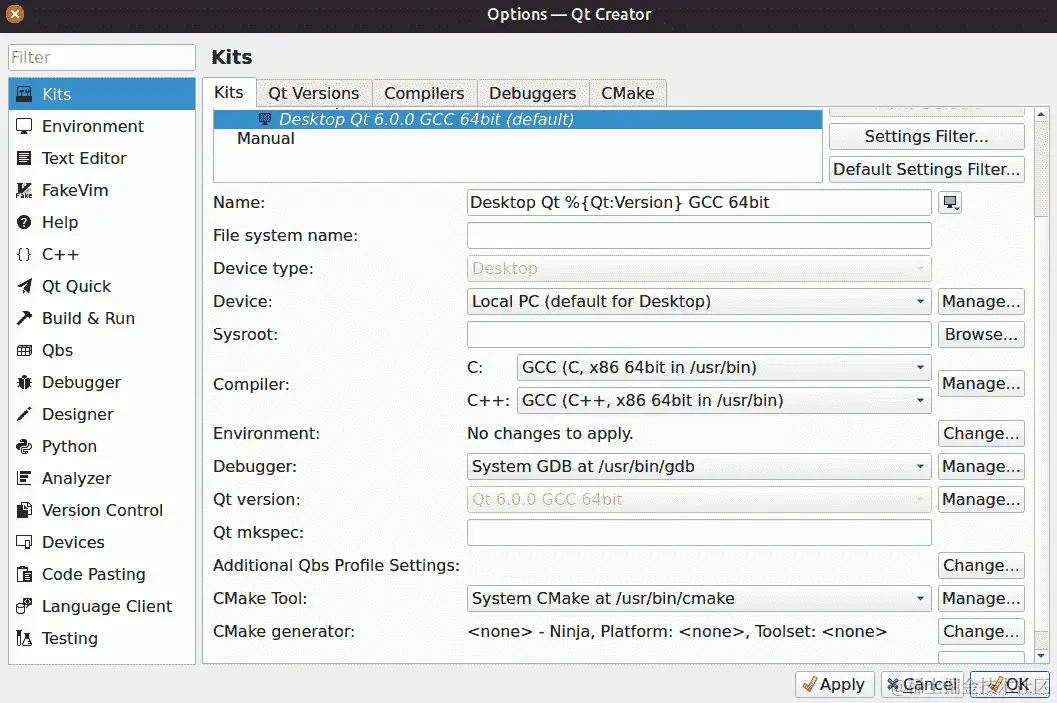 图 5.4 - Ubuntu 上的桌面套件配置