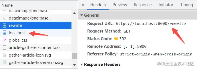 访问rewrite，Caddy会重写到/
