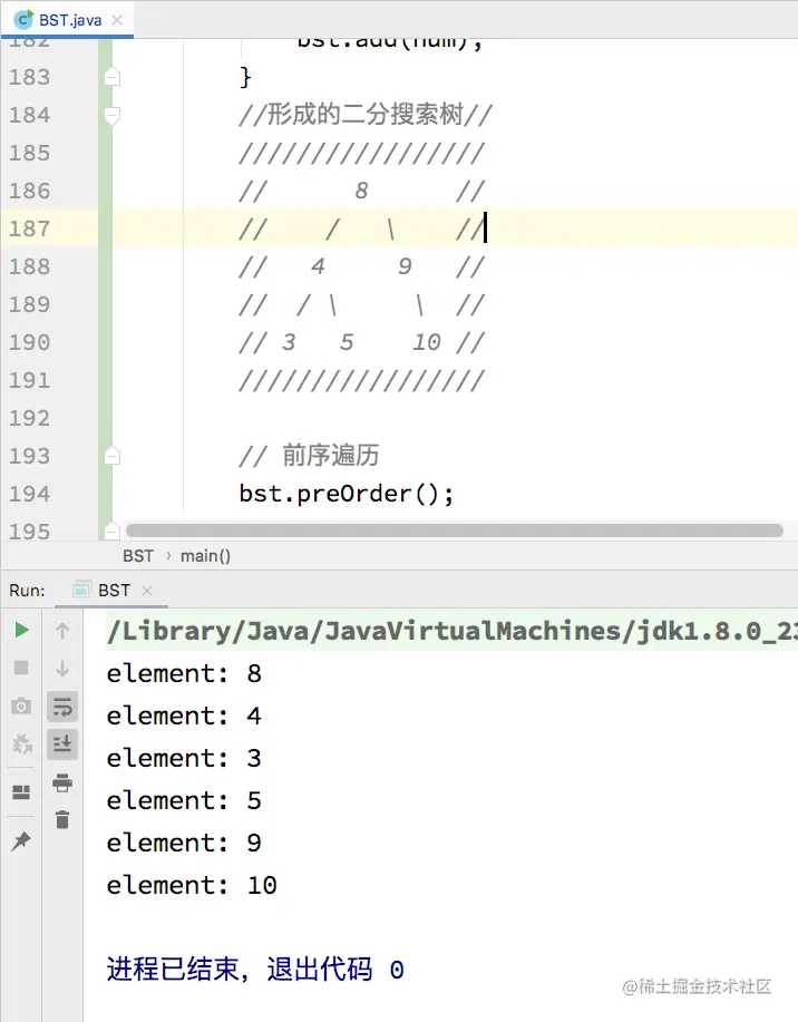 前序遍历测试结果