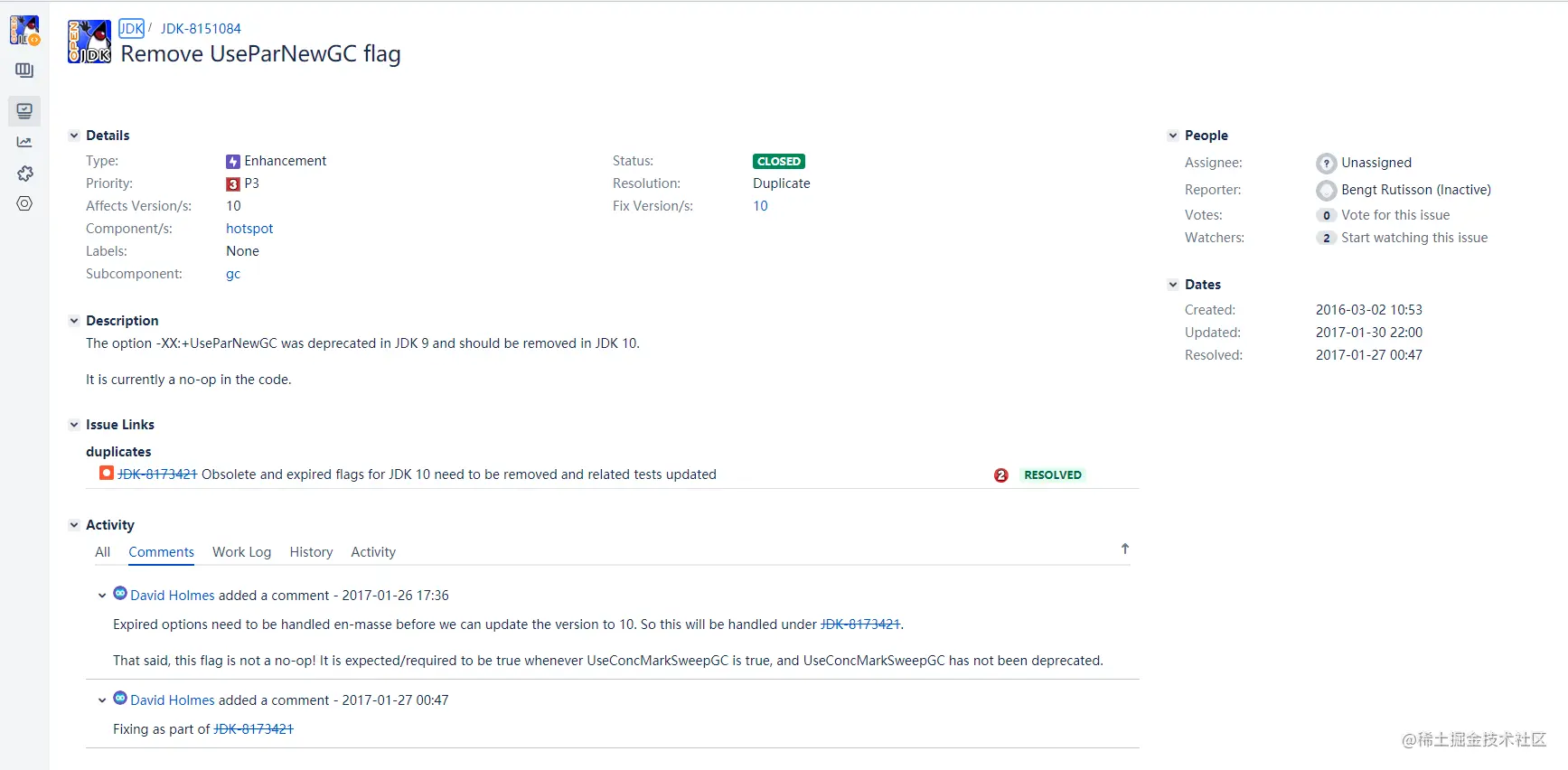 jdk10以上UseParNewGC被废弃了