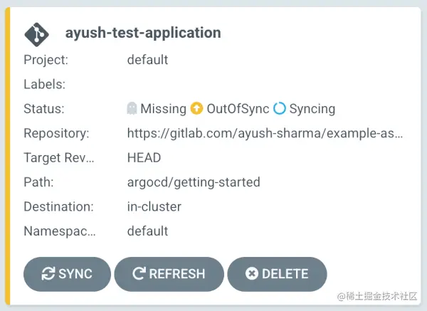 Argo CD application syncing