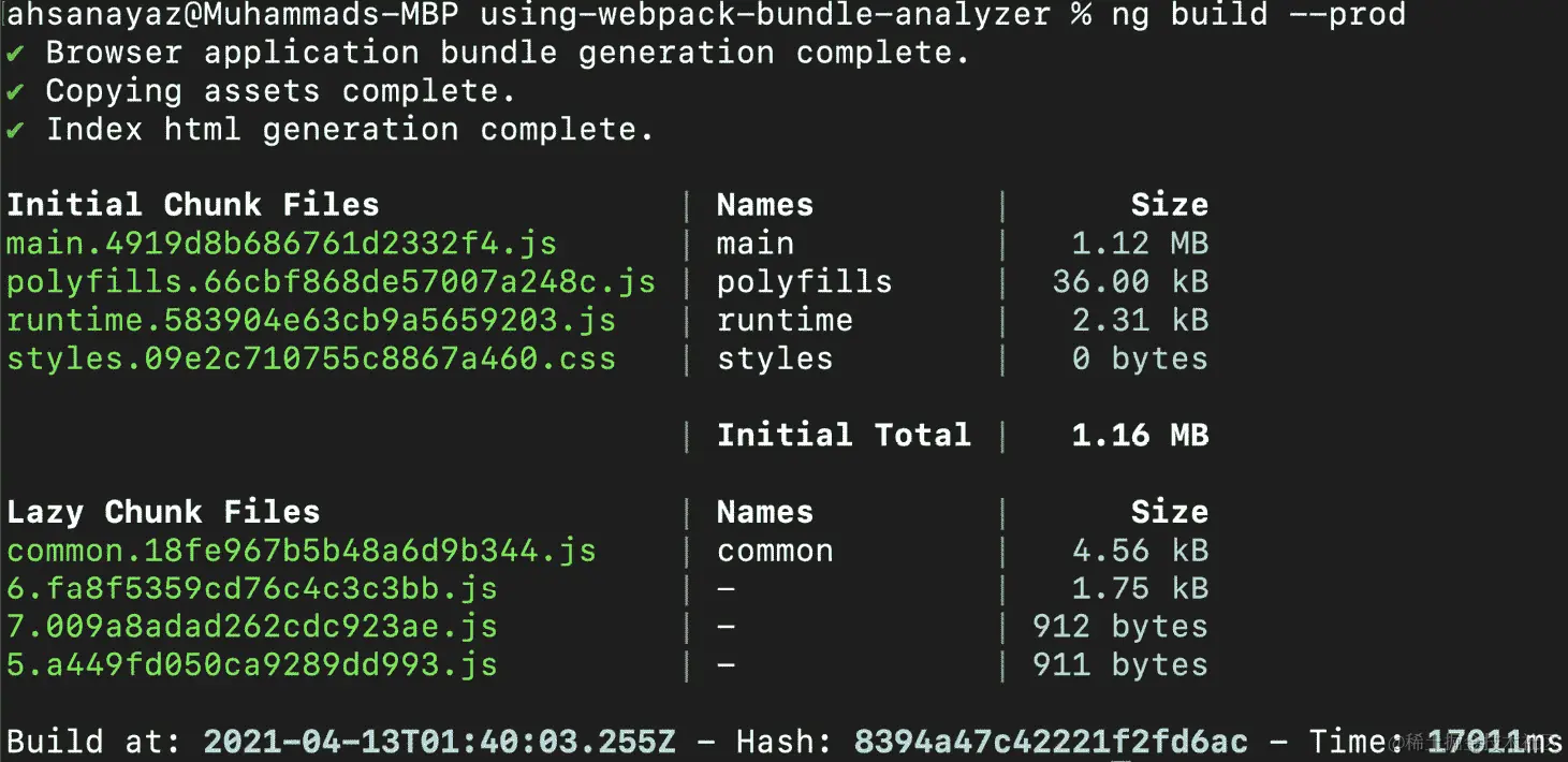 图 12.28 – 主捆绑包，大小为 1.11 MB