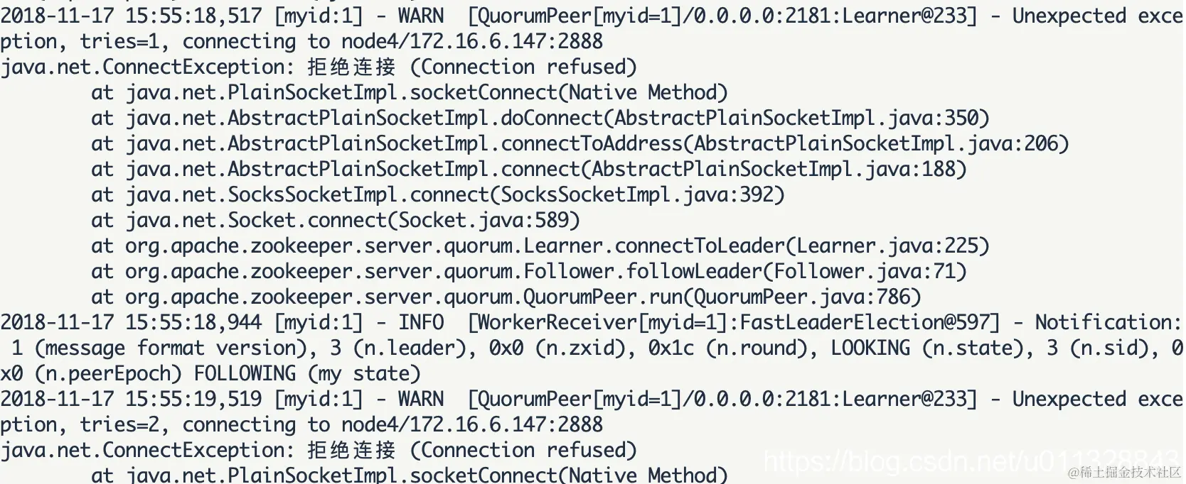 zookeeper拒绝连接