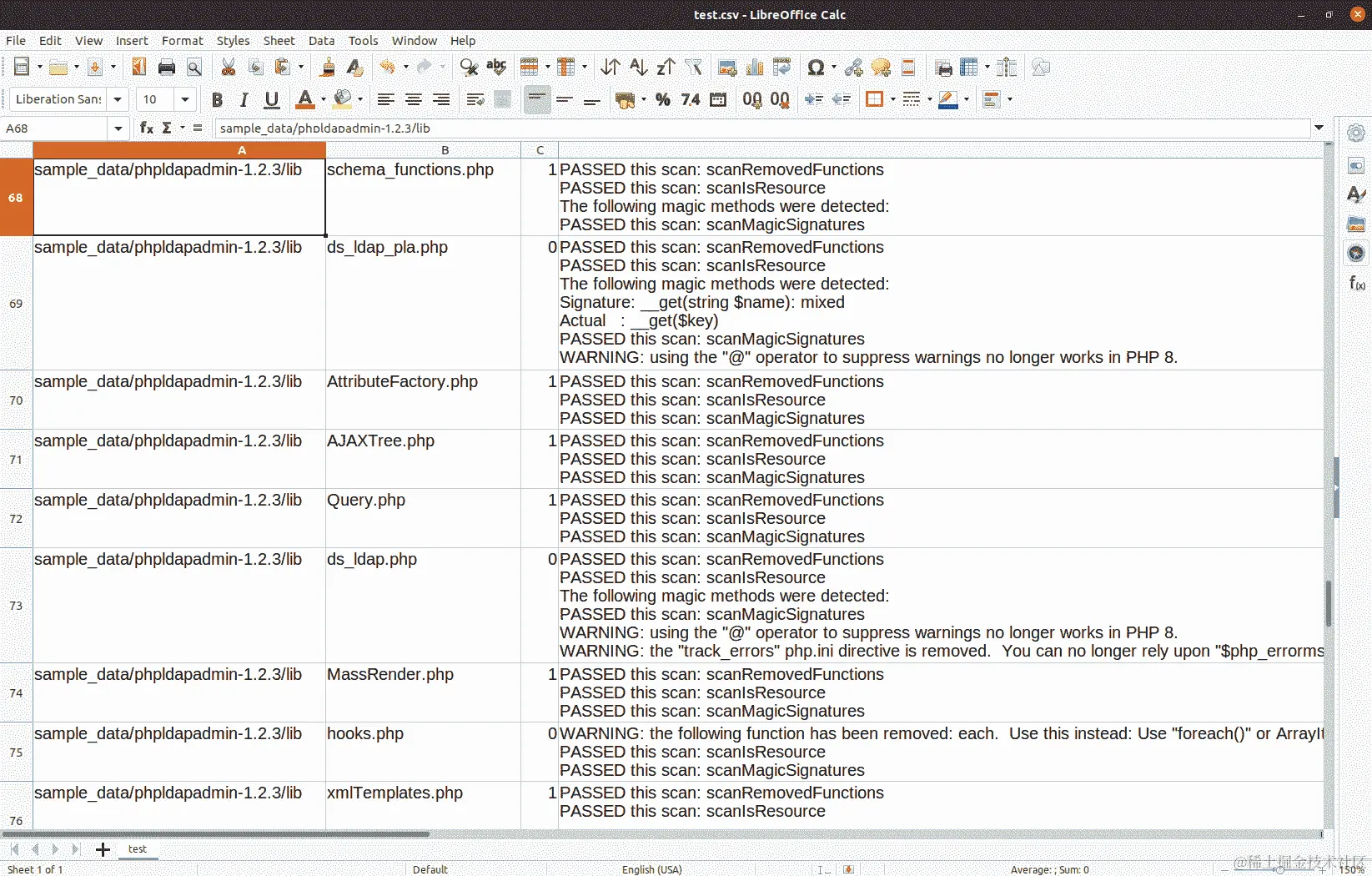 图 11.1-在 Libre Office Calc 中打开的 CSV 文件