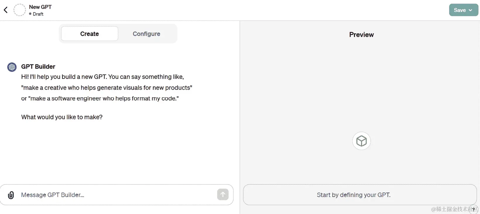 图 10.4 – 使用聊天创建 GPT