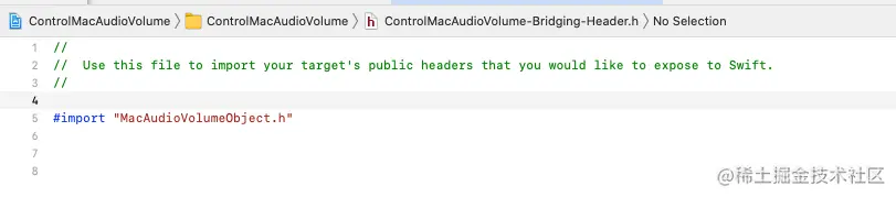 在桥接头文件中添加上""——"MacAudioVolumeObject.h"