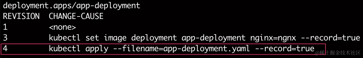 图 7.12：回滚后 Deployment 的升级历史