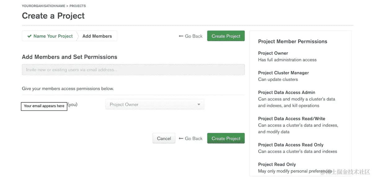 图 1.14：为项目添加成员并设置权限