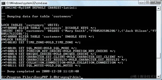 将 publications 数据库转储到屏幕上