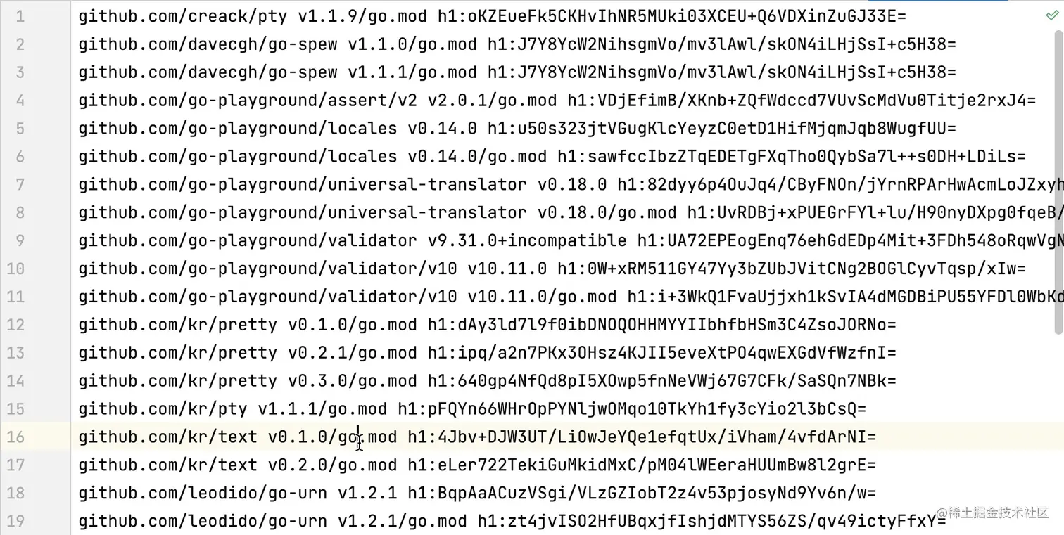 5分钟玩转go.sumGolang为了依赖的安全考虑，在go.mod的基础上引入了go.sum，go.sum文件的作用主 掘金