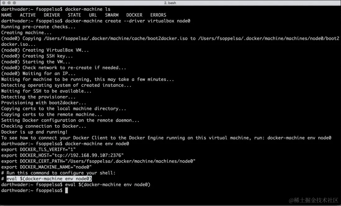 使用 Docker Machine 创建 4 个集群节点