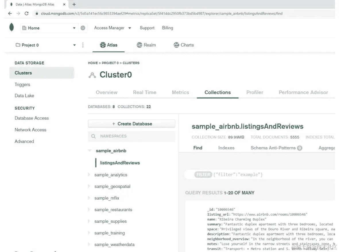 图 3.42：MongoDB Atlas 数据浏览器