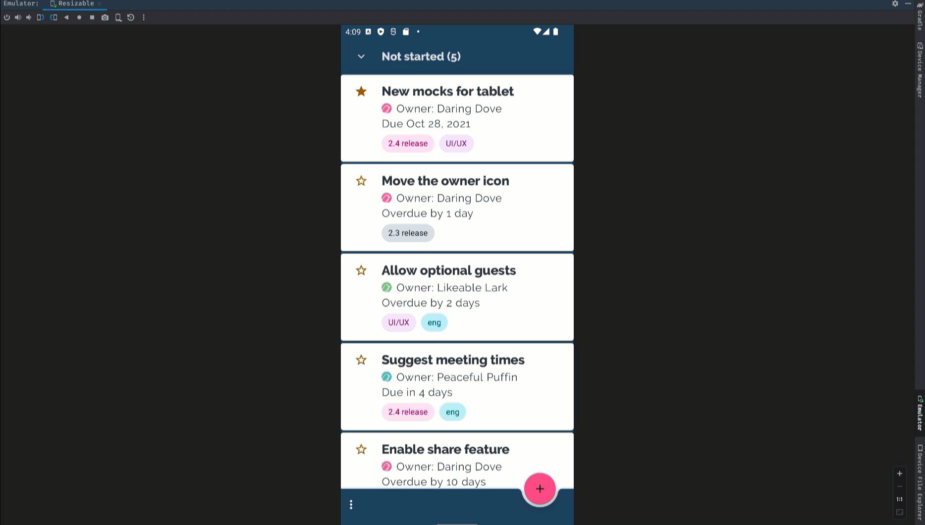 △ 可调整尺寸的 Android 模拟器