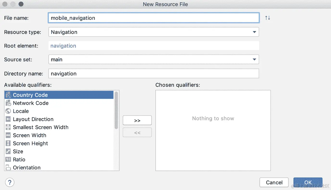 图 4.3：Android Studio 新资源文件对话框